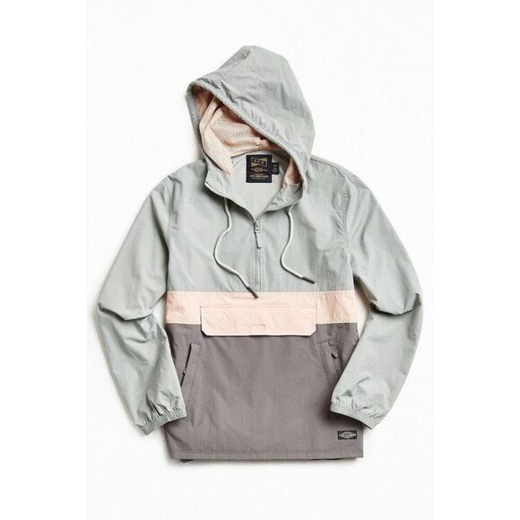 CPO Provisions Men’s Gray Pink Colorblock Hooded Windbreaker Jacket Size Large - Picture 1 of 11